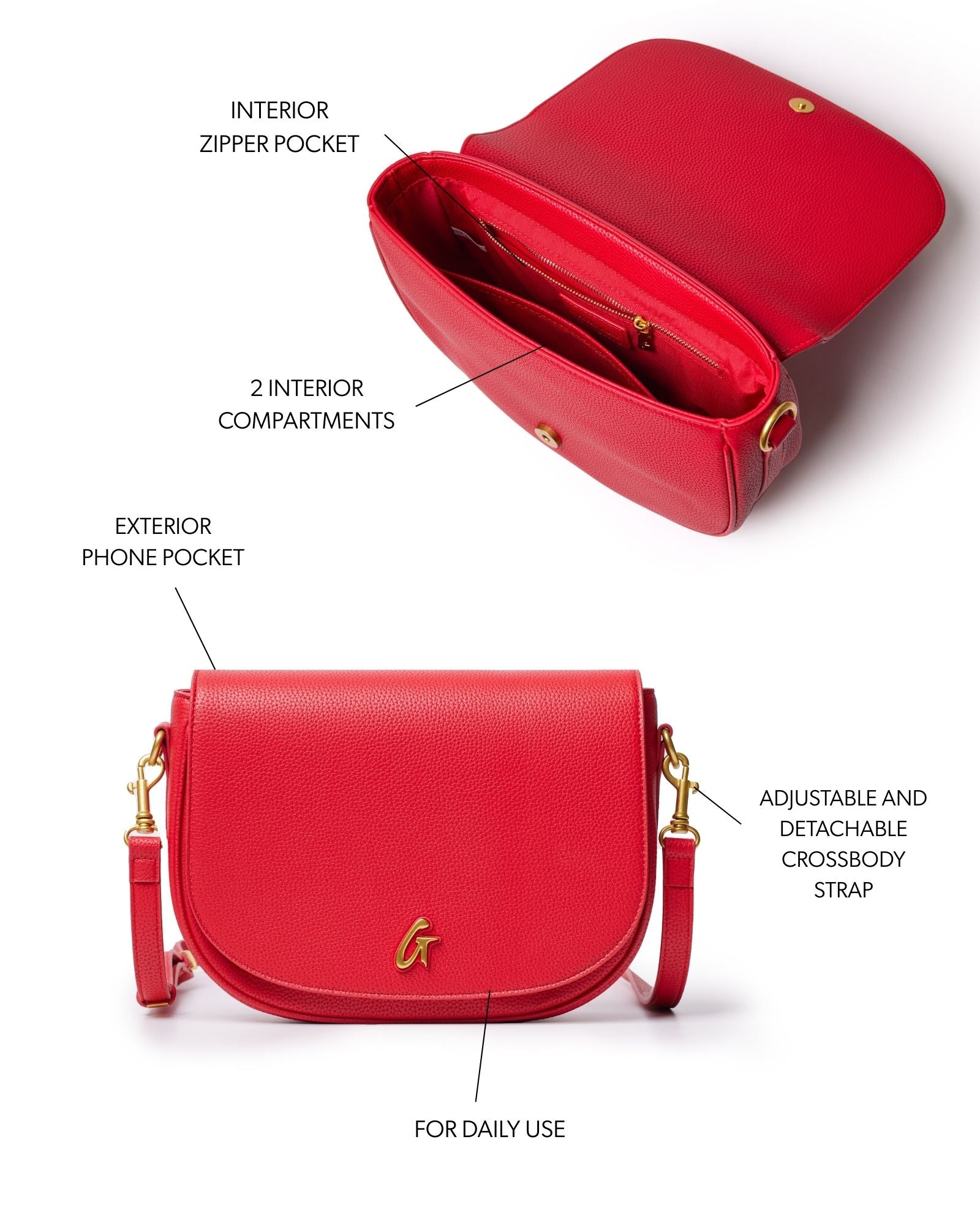 LARGE PEBBLE SHOULDER BAG - RED