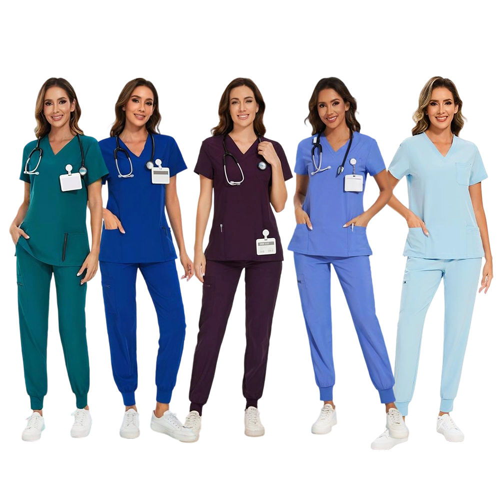 Set for Women - Stretch V-Neck Scrub Top & Jogger Pant with 8 Pockets COZY SCRUBS