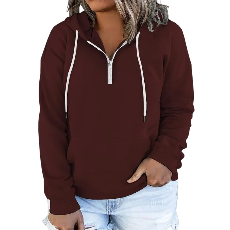 Women's Plus Size Hoodies Quarter Zip-Up Sweatshirts