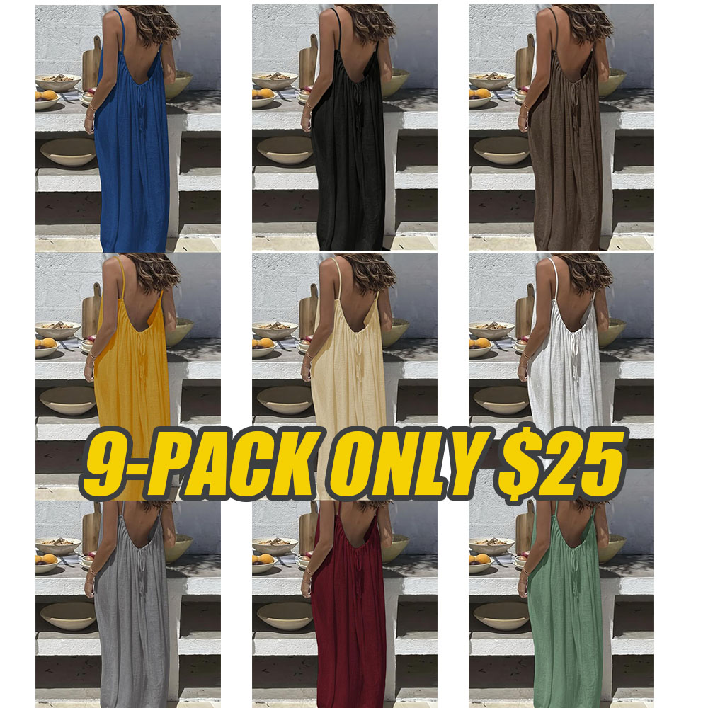 Women's Solid Color Cami Lounge Dress, Ladies Sleepwear for Indoor Wear