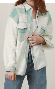 Women's Sherpa Leopard Plaid Shacket