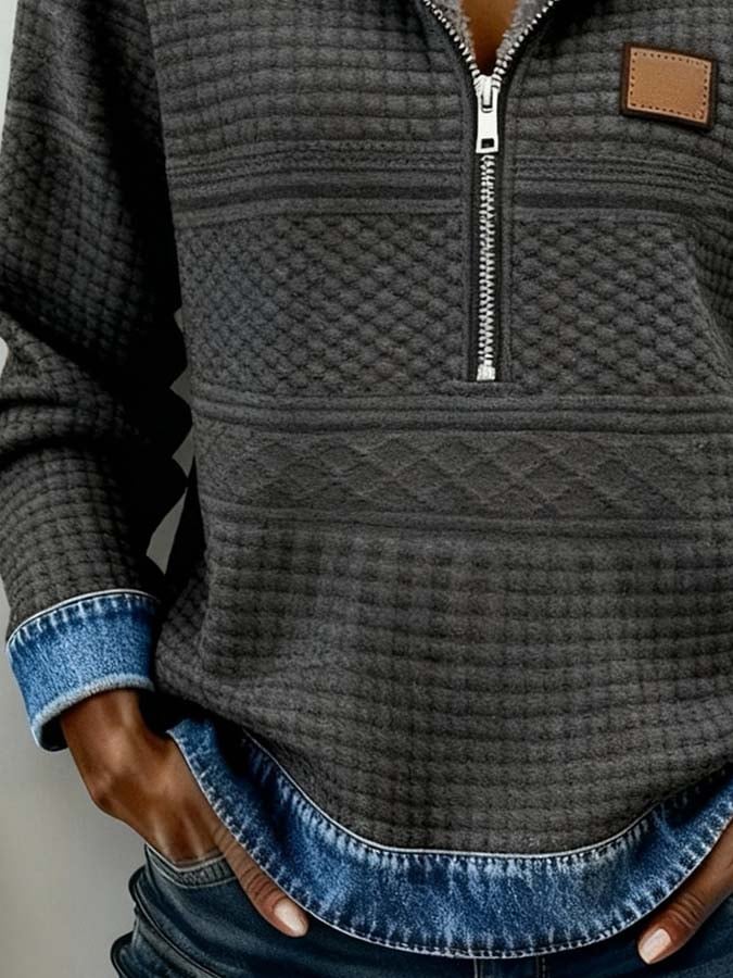 Women'S Casual Color Block Printed Hooded Sweatshirt