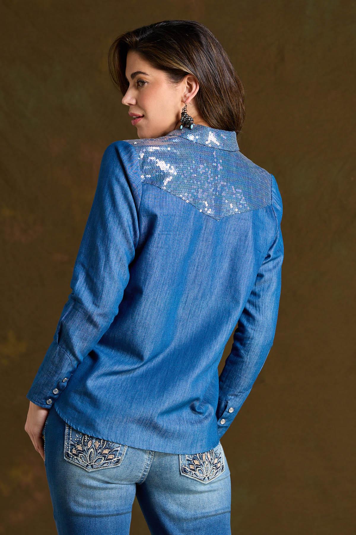 Chambray Sequin Front Shirt
