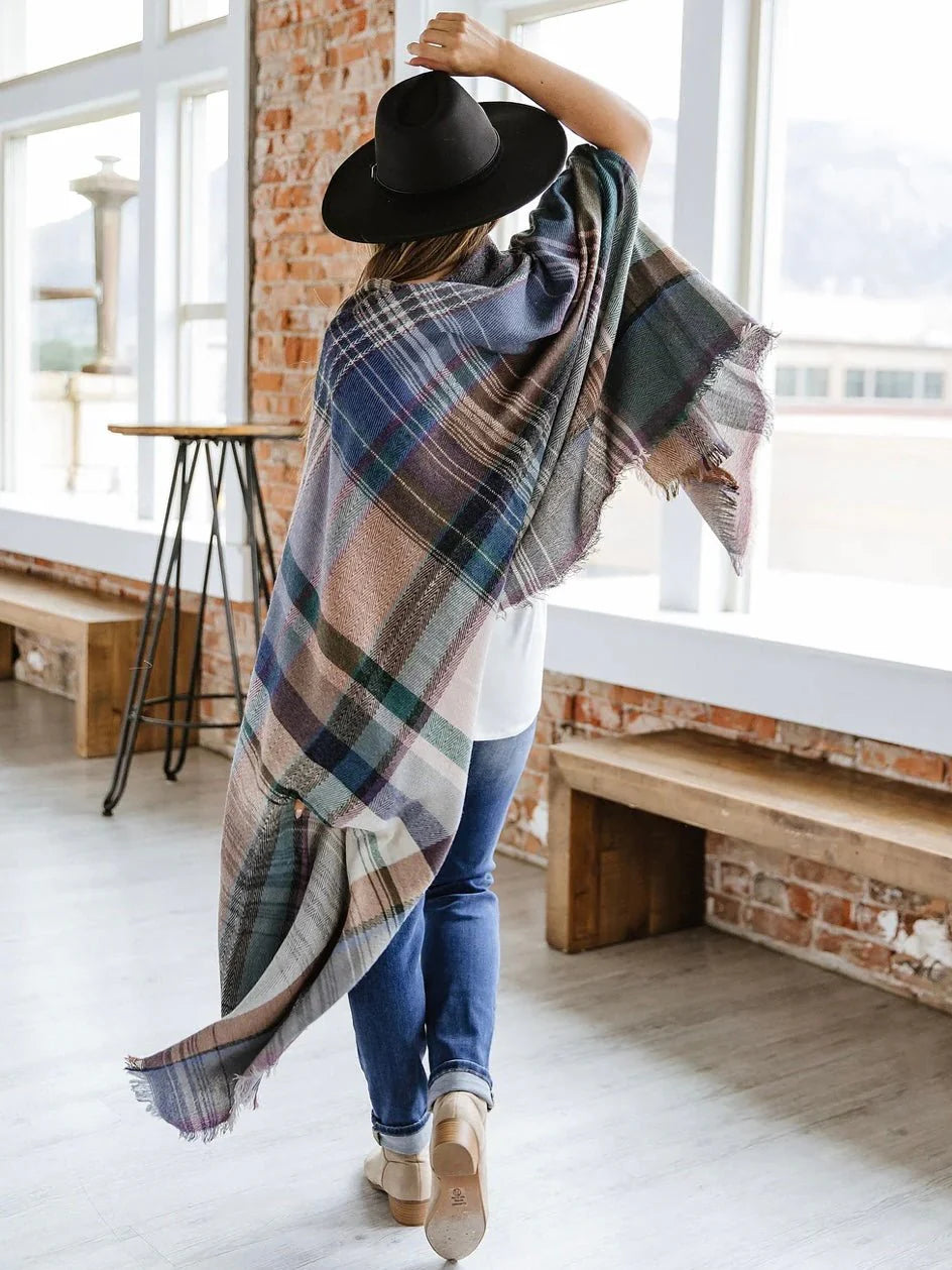 Plaid Pocket Ruana Wrap