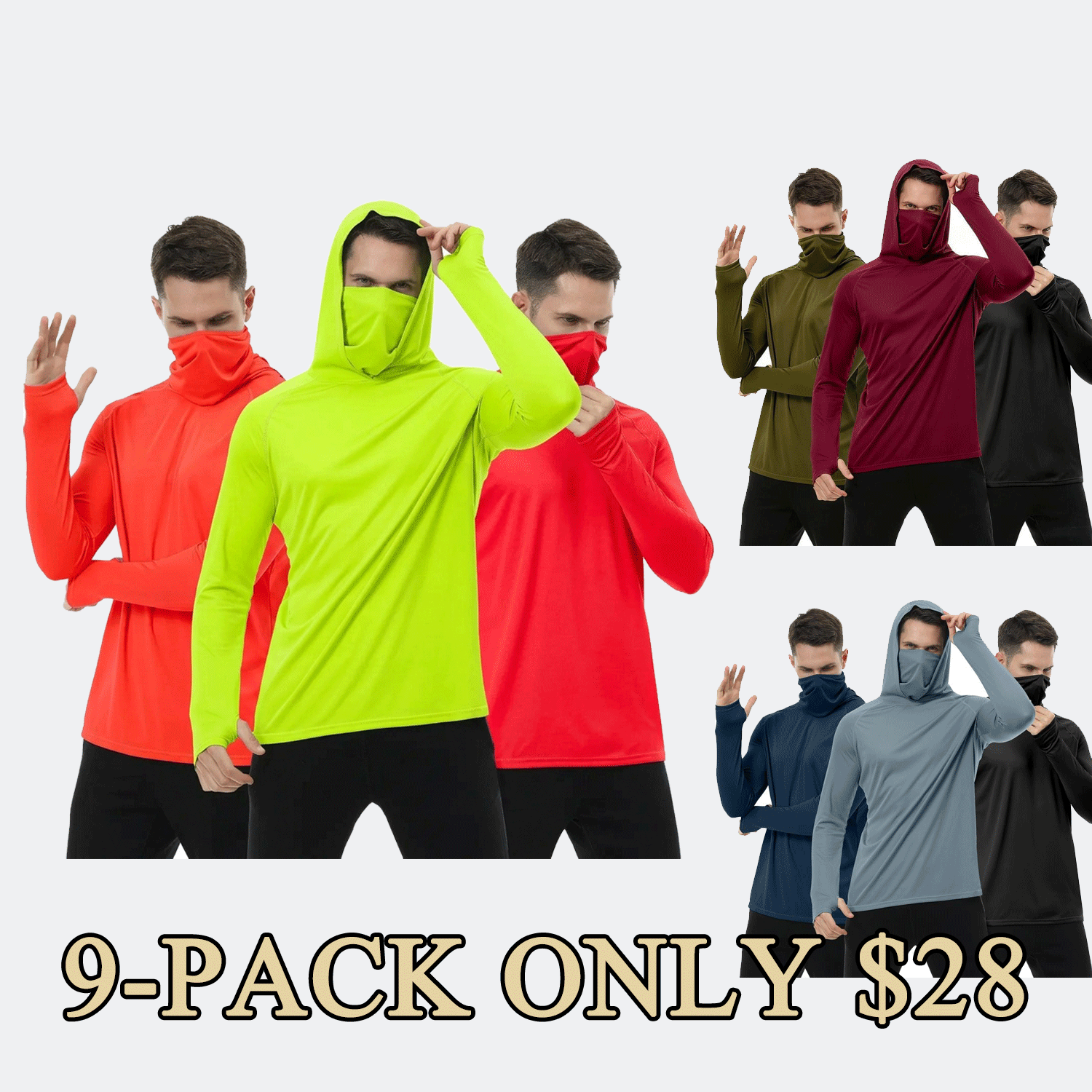🔥🔥Men’s UPF 50+ Sun Protection HoodedShirt with Face Mask