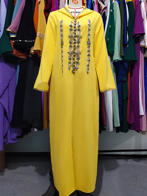 Casual Loose Sequined Solid Color Hooded Dress