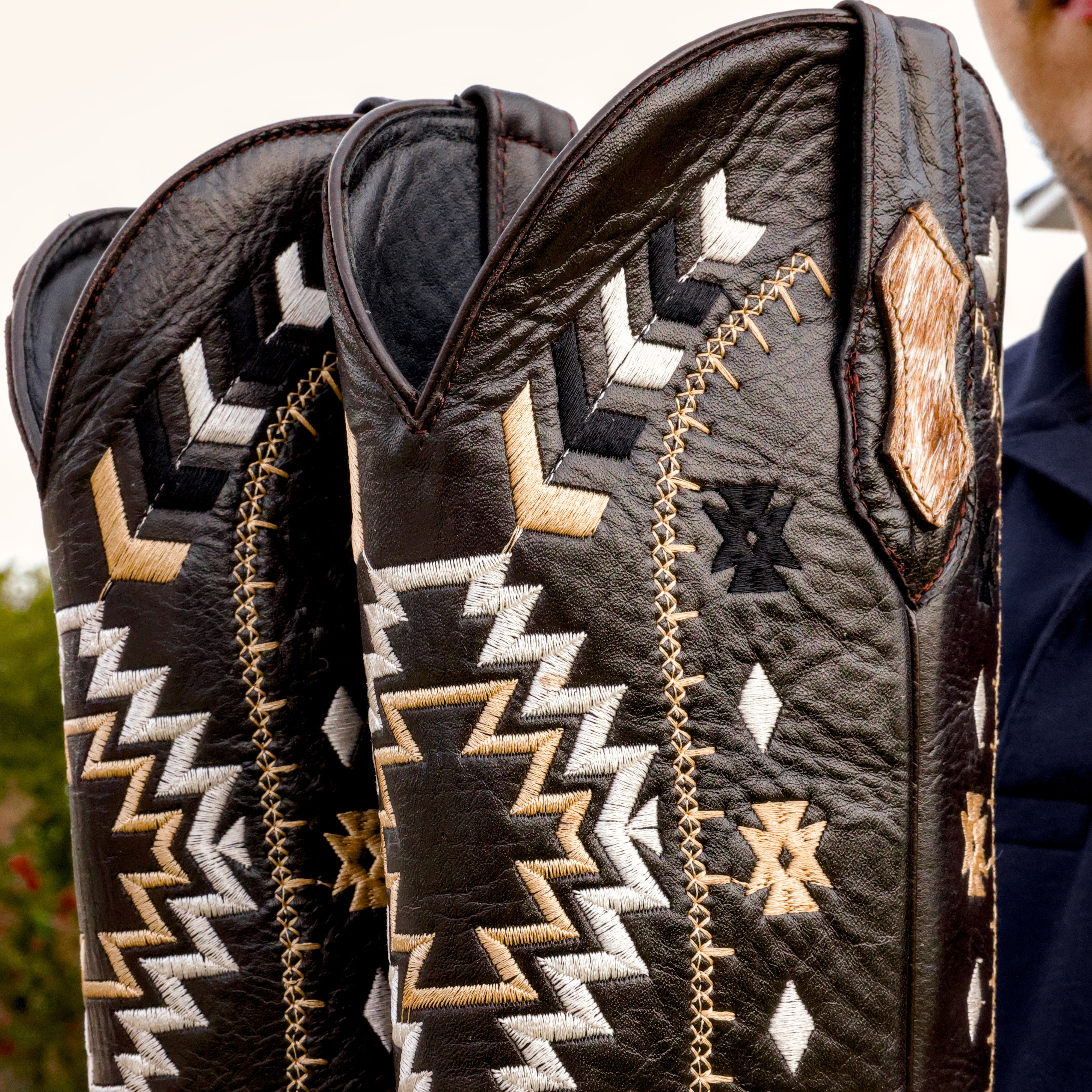 Genuine Brown Cowhide Leather Boots - Square Toe