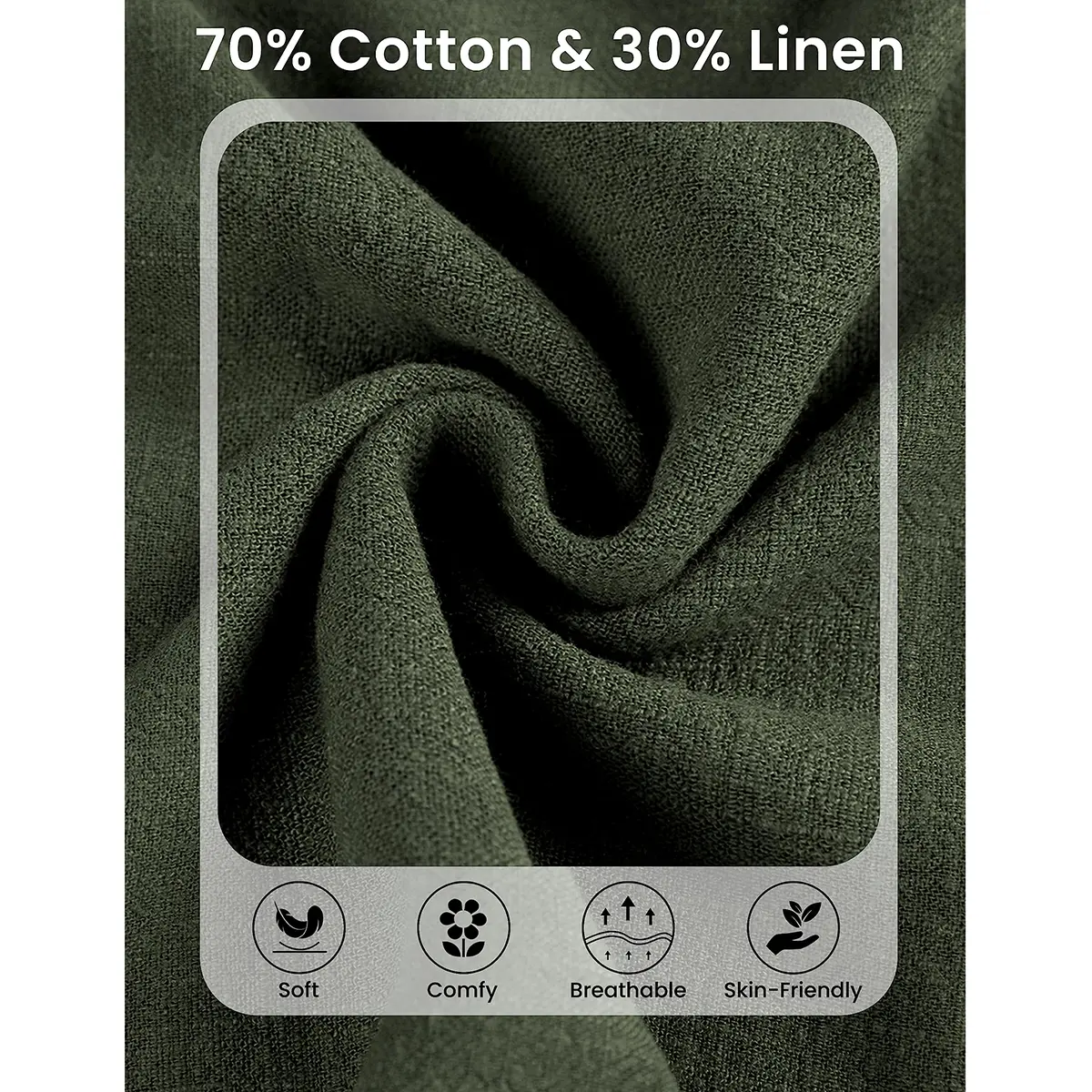 Women's Cotton Linen Culottes Pants Elastic Waist Wide Leg Palazzo Trousers Capri Pants with Pockets