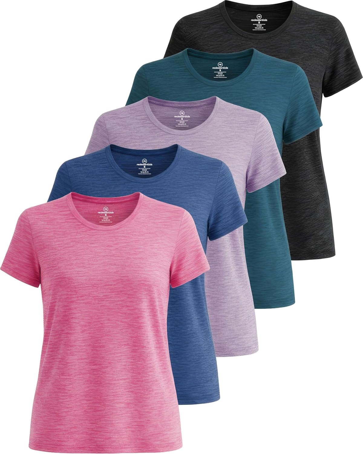 🔥Real Essentials 5 Pack🔥 Women's Short Sleeve T-Shirts Workout Tops Fitness Pilates Gym Activewear Athletic (Plus Available)