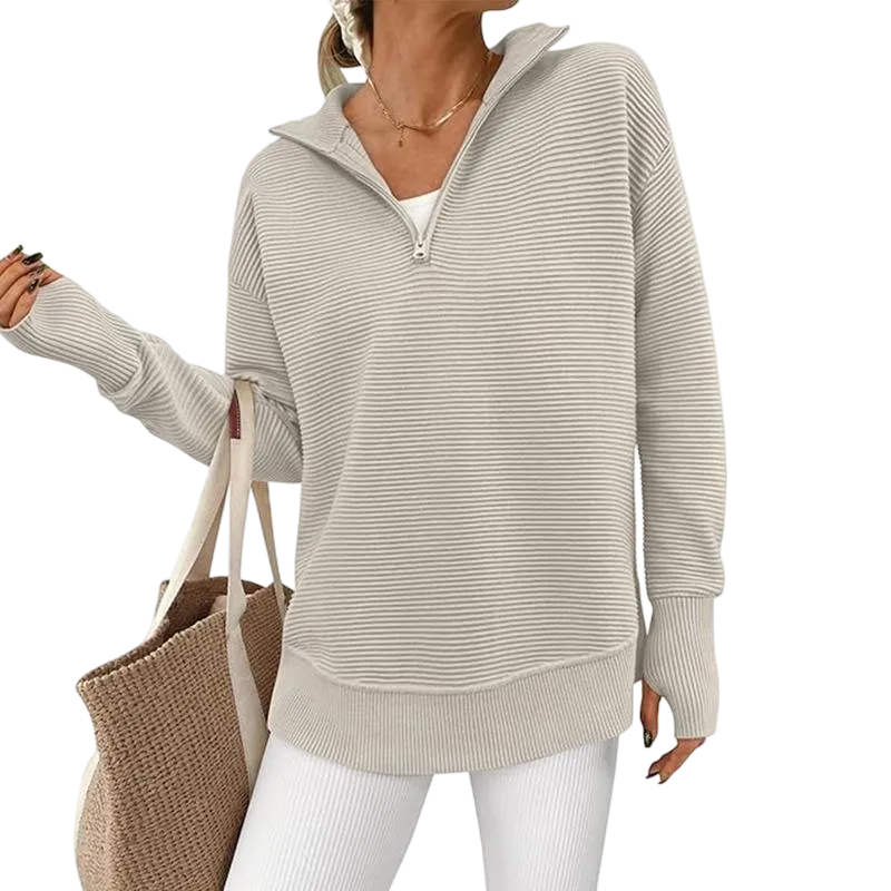 Women's Long Sleeve Quarter Zip Pullover Sweater