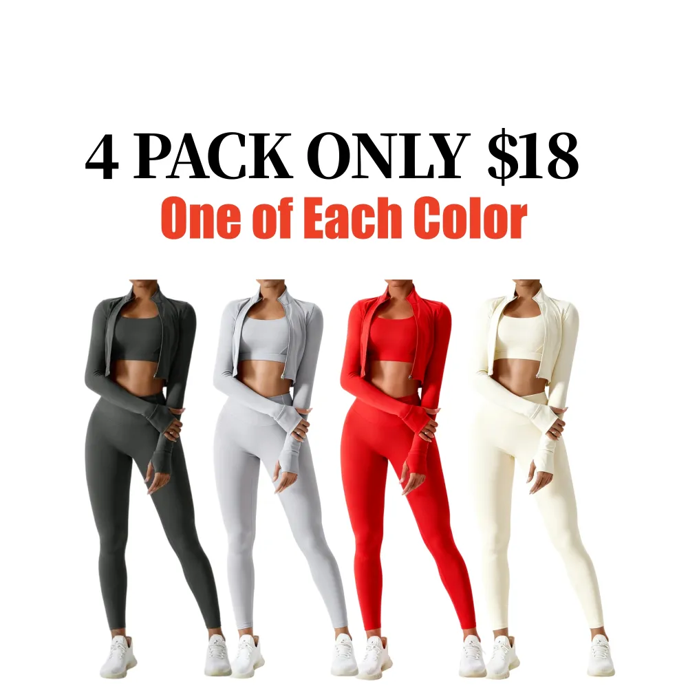 Women's Solid Three Peaces Jacket Tracksuit Set