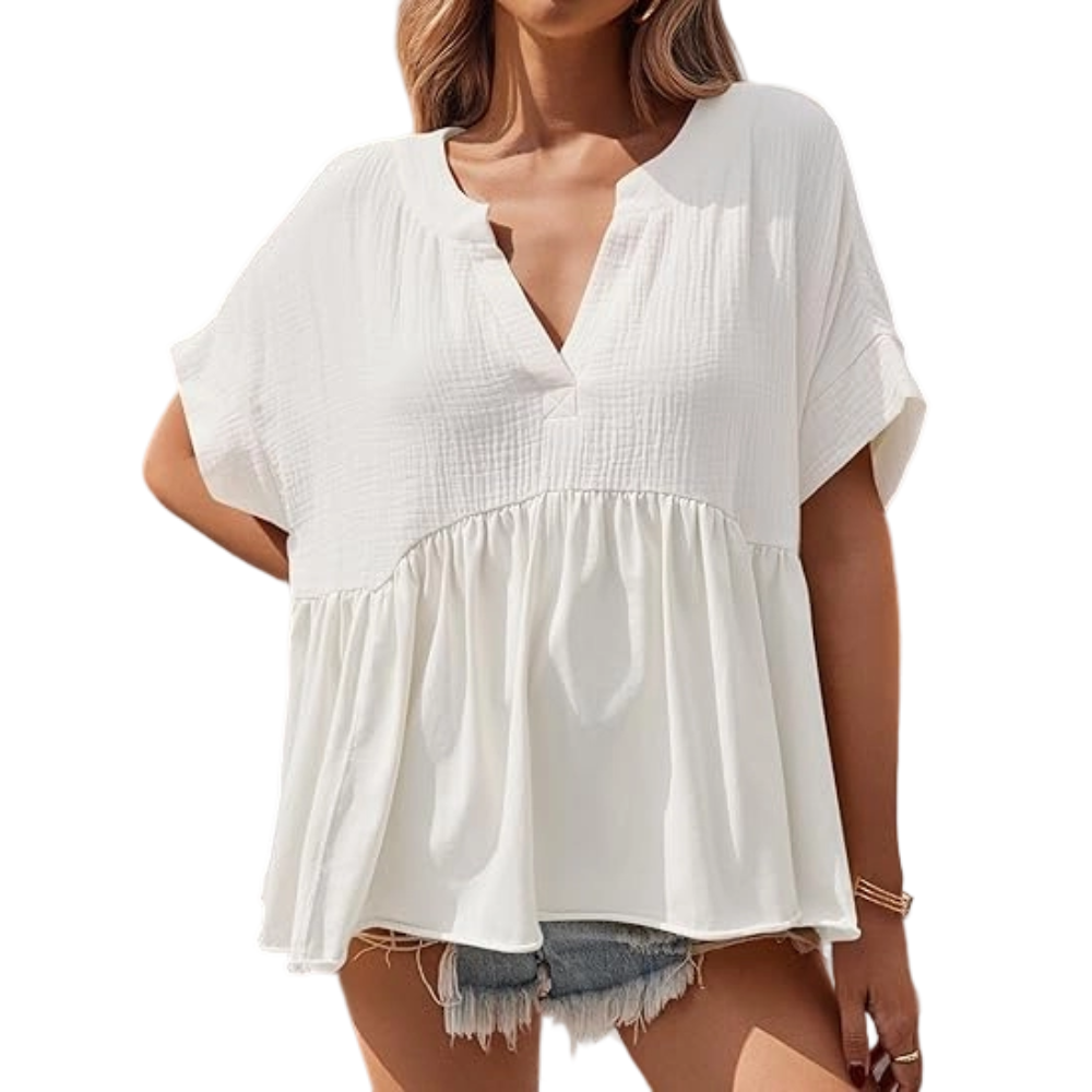 Womens Summer Babydoll Tops V Neck