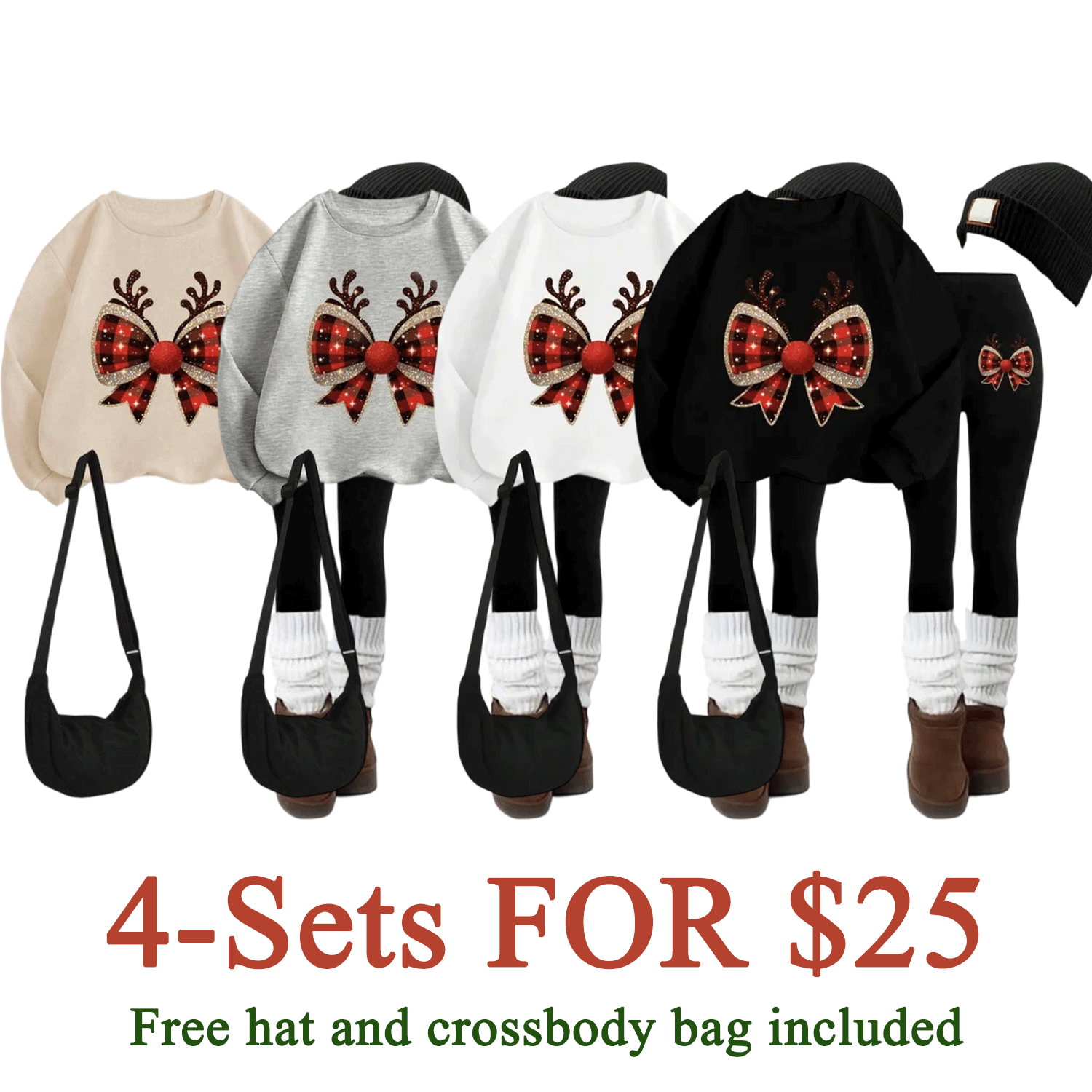 Women's Christmas Pattern Sweatshirt Set