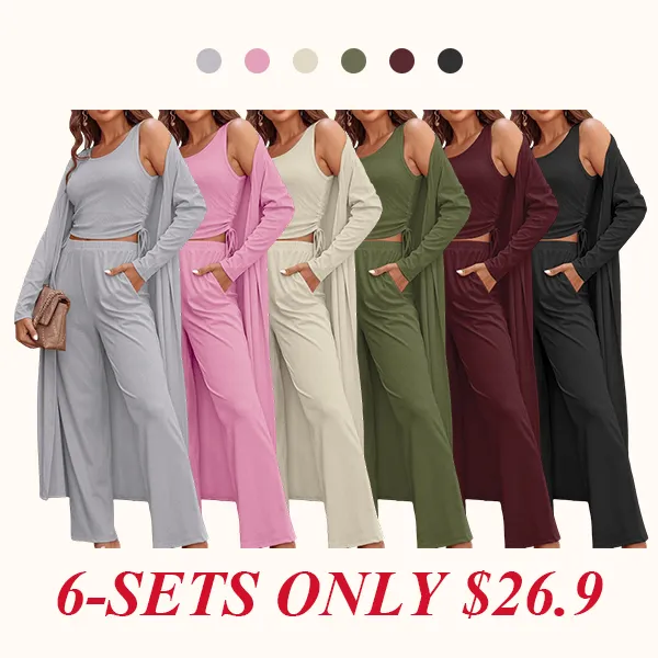 Women's Lightweight Sleepwear 3-Piece Set Sportswear