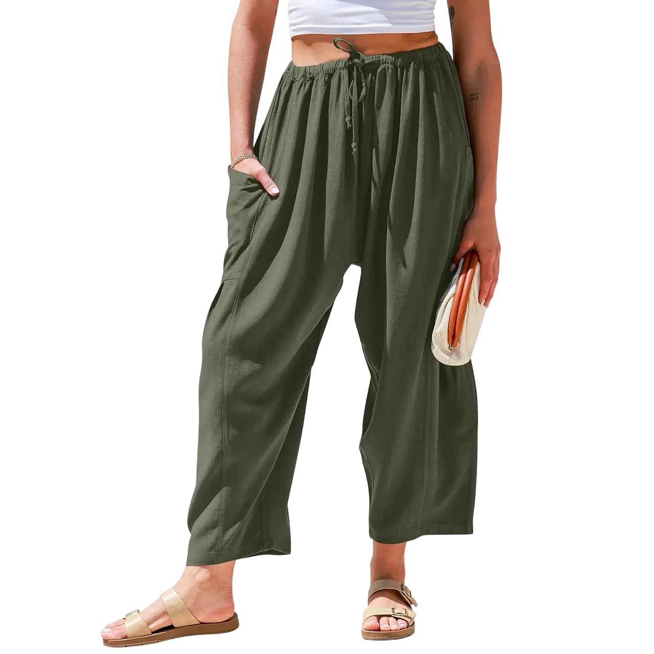 Women’s Linen Blend Wide-Leg Pants