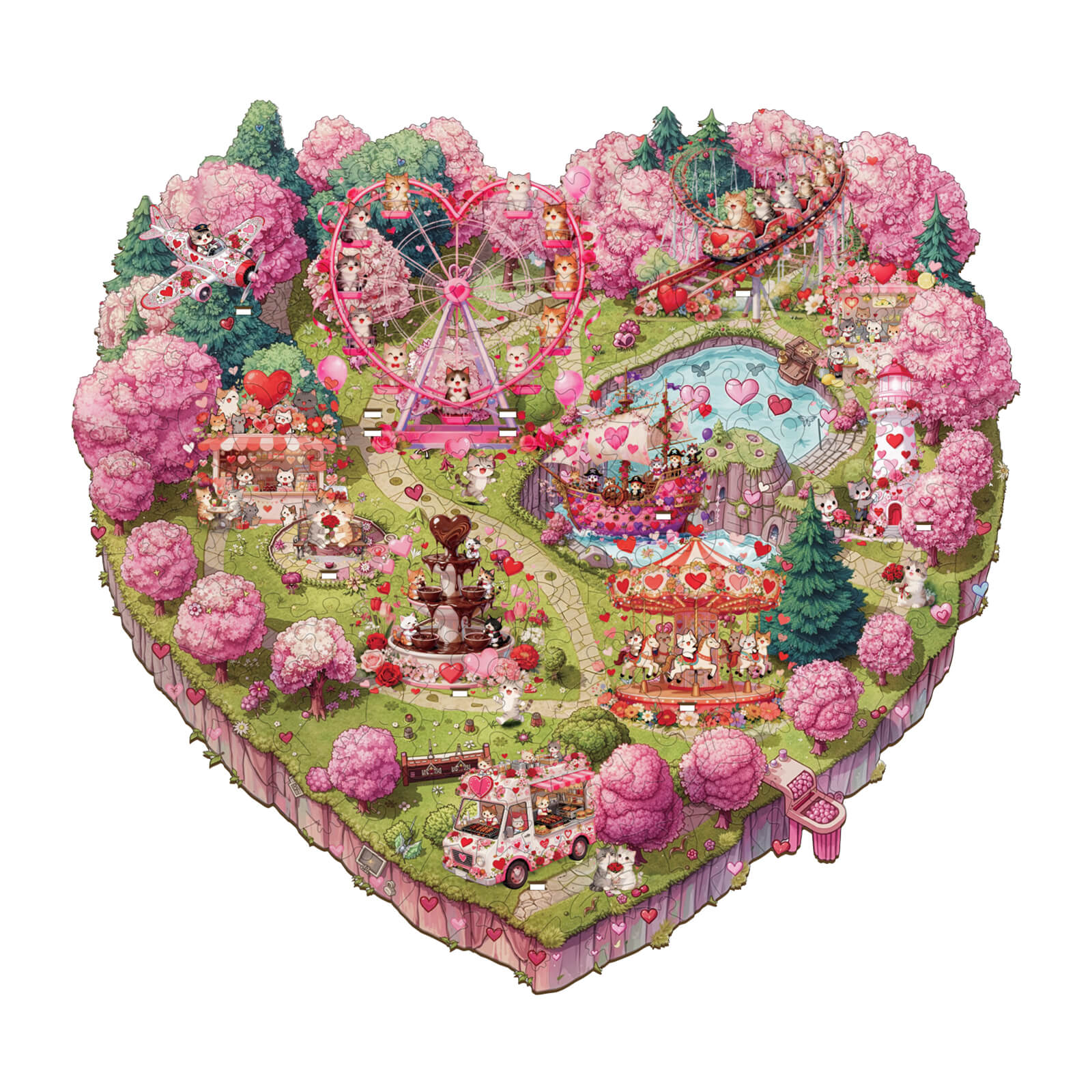 Valentine Kittyland Wooden Jigsaw Puzzle
