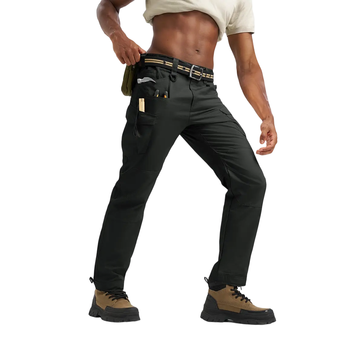 Men's Tactical Work Pants Lightweight Multi-Pocket Water Resistant Cargo Pants Ripstop Hiking Military Construction Outdoor Pants 10 Pockets