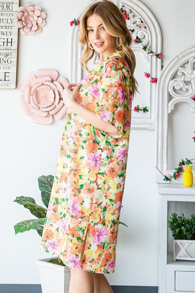 Full Size Half Sleeve Multi Color Floral Open Cardigan