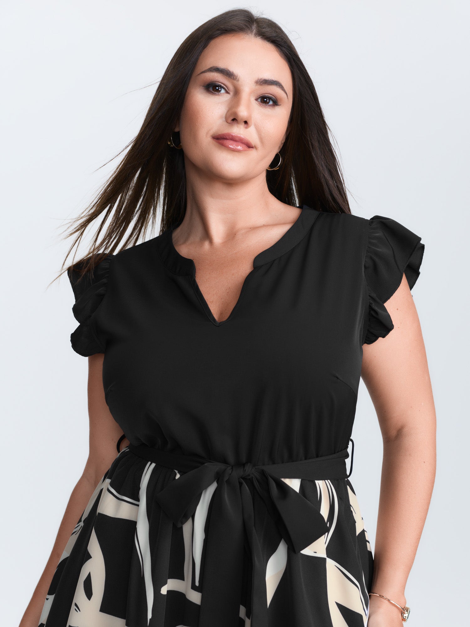 Geometric Print Color Contrast Mini Dress