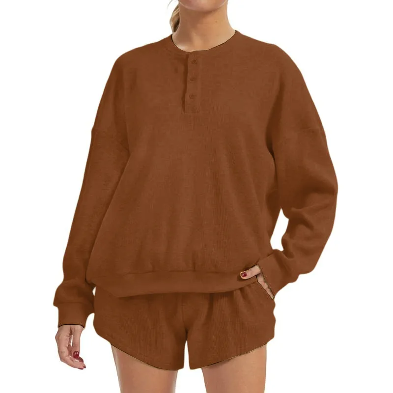 Women's Oversized Waffle Knit Lounge Set