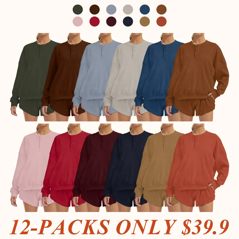 Women's Oversized Waffle Knit Lounge Set