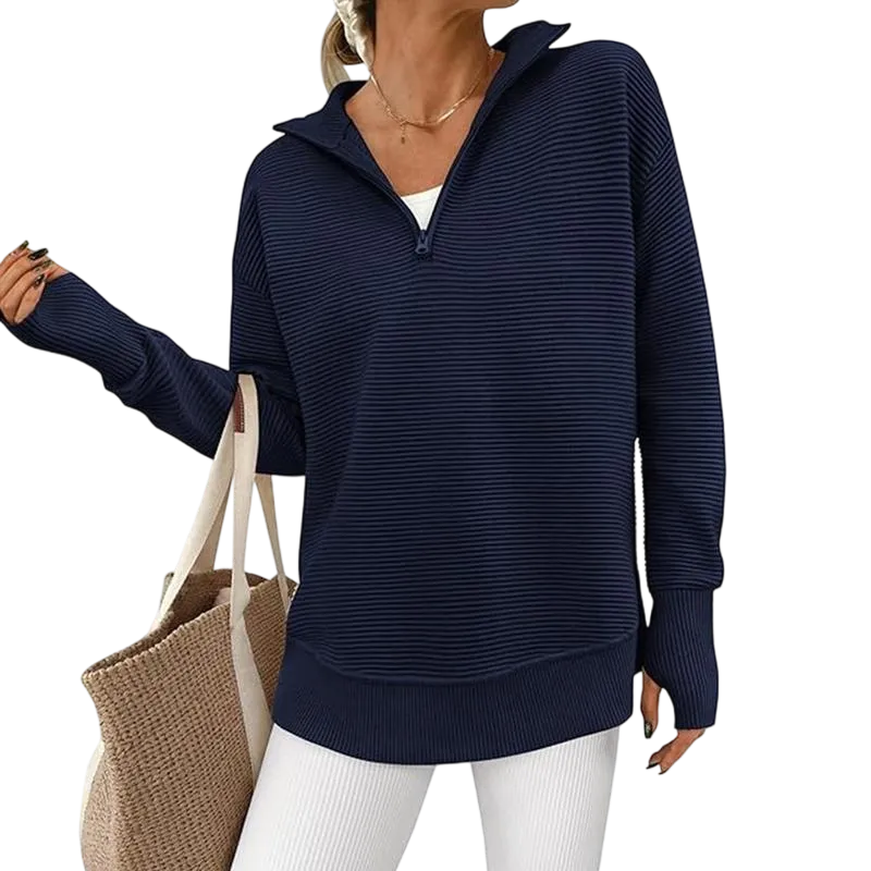 Women's Long Sleeve Quarter Zip Pullover Sweater