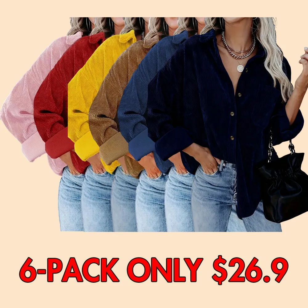 Women's Corduroy Shirt with Pocket Buttons and Front Opening