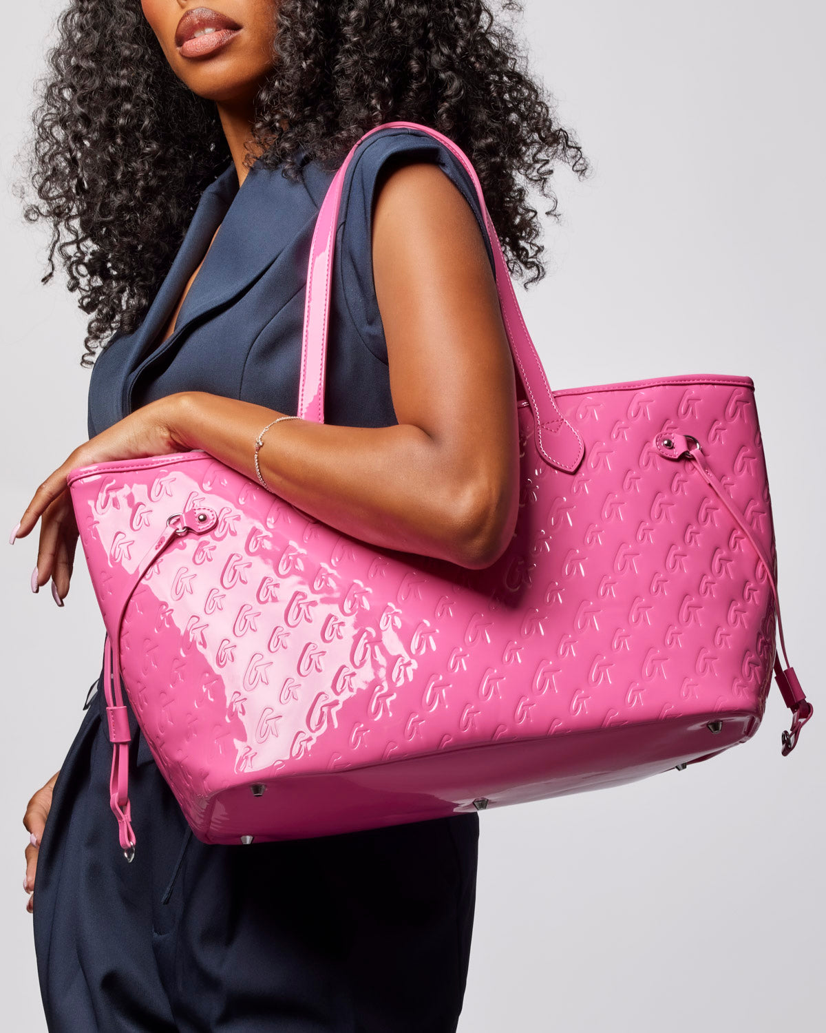 MONOGRAM GLAM TOTE - MIRROR HOT PINK