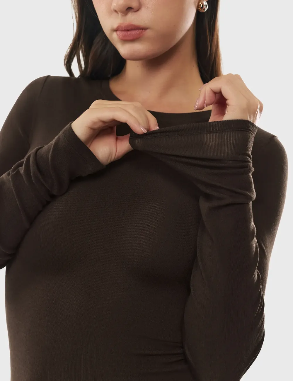 Women's Merino Wool Blend Long-Sleeved Crew Neck Top