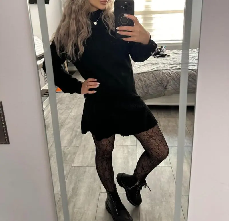 Women’s Ribbed Mock Neck Sweater & Mini Skirt Set