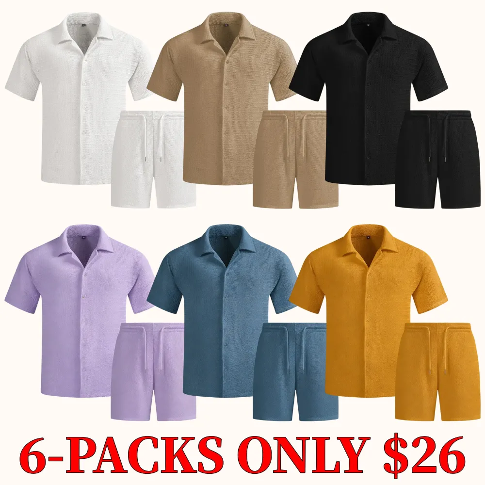 Men's solid color summer vacation suit, regular style