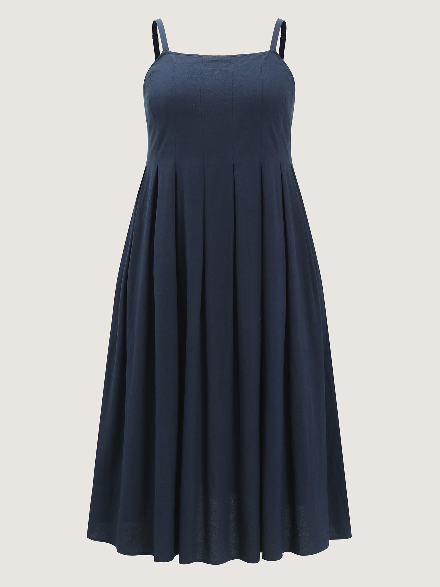Pure Cotton Pleated Adjustable Midi Dress