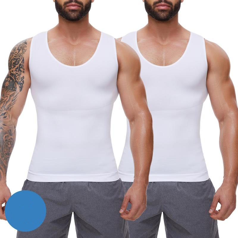 Menswear Body Shaper Shapewear Compression Tummy Control Vest Comfy Stretchy Lightweight Workout Tank Top Fabric Breathable Undershirt Elastic Soft Polyester