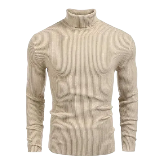 Autumn Men's Knitted Ribbed Turtleneck Slim Fit Basic Sweater