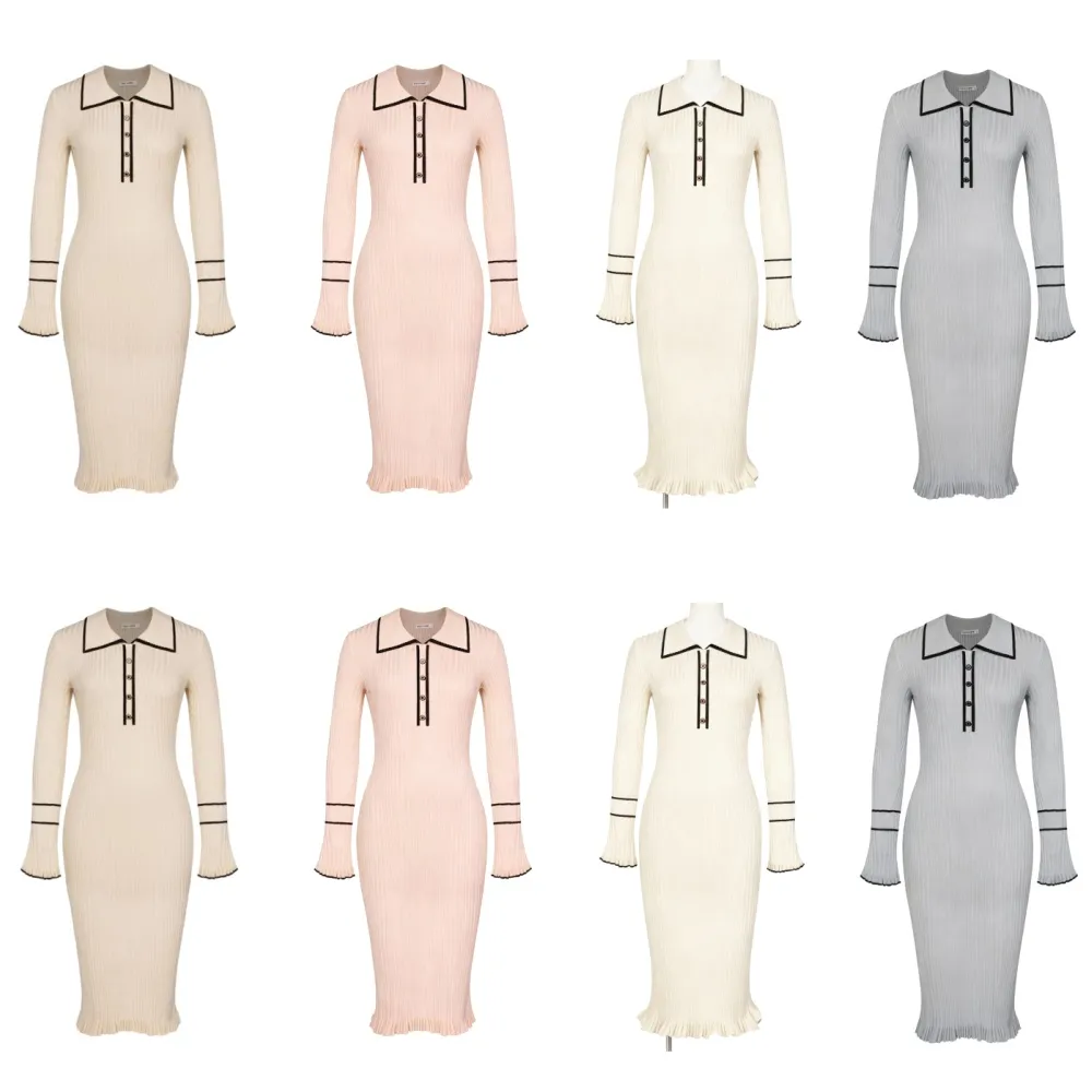 Women Ribbed Sweater Dress Long Sleeve