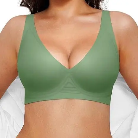 Jelly Wireless Womens Comfortable Wireless Bras Push Up Bralettes Seamless Tshirts Bras Deep V Everyday Bras