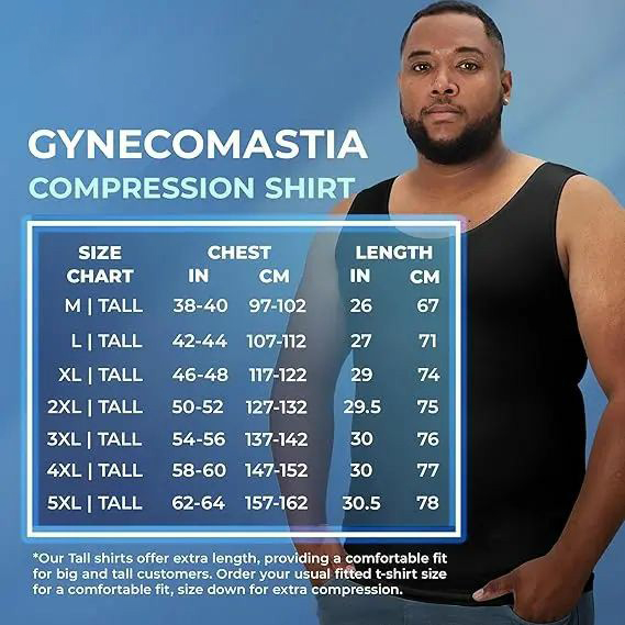 Men’s Compression Shapewear Shirt (Tall Fit) – Tummy Control Slimming Undershirt | Seamless Body Shaper for Gym & Daily Wear Menswear