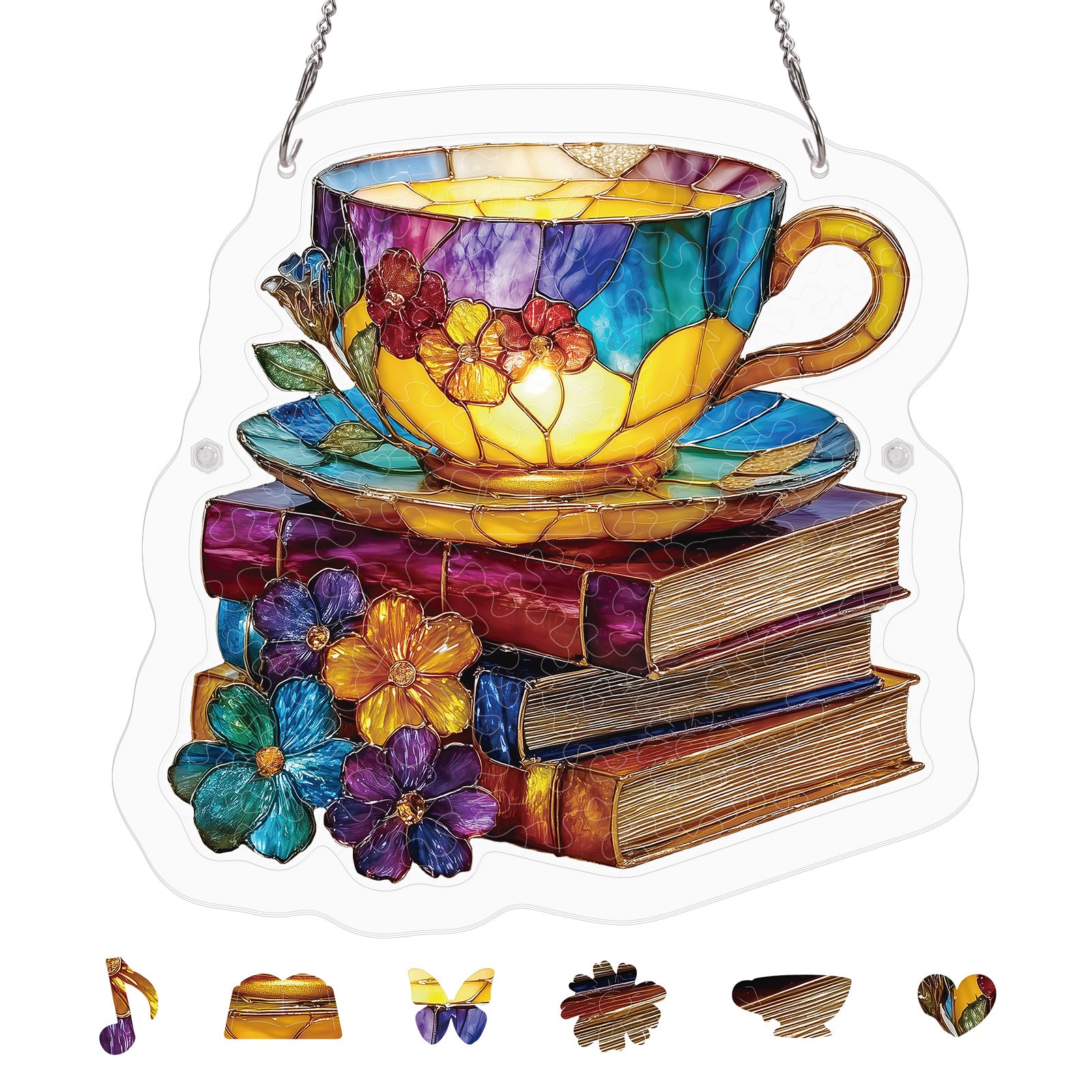 Radiant Bloom Teacup Light Suncatcher-Acrylic Window Art
