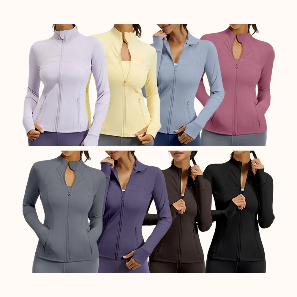 Women's Full Zip Athletic Jacket Slim Fit Long Sleeve Workout Top