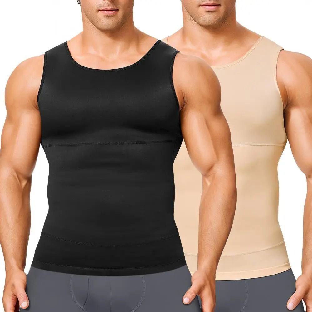 Men’s Silky Soft Compression Shapewear Tank, Slimming Body Shaper Vest with Waist & Chest Support
