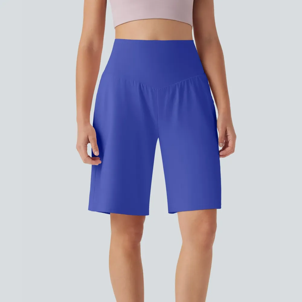 Airy High Waisted Pockets Cool Touch Yoga Bermuda Shorts