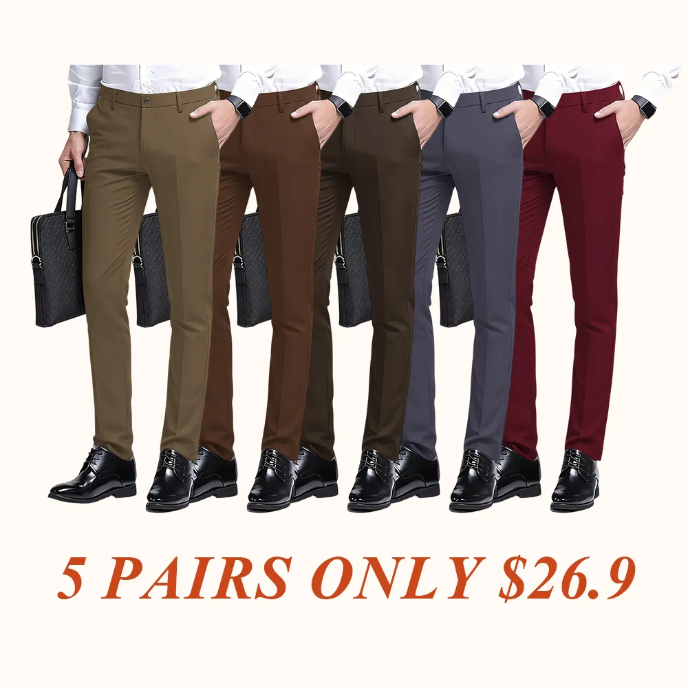 Men's Stretch Dress Pants Slim Fit Skinny Suit Pants
