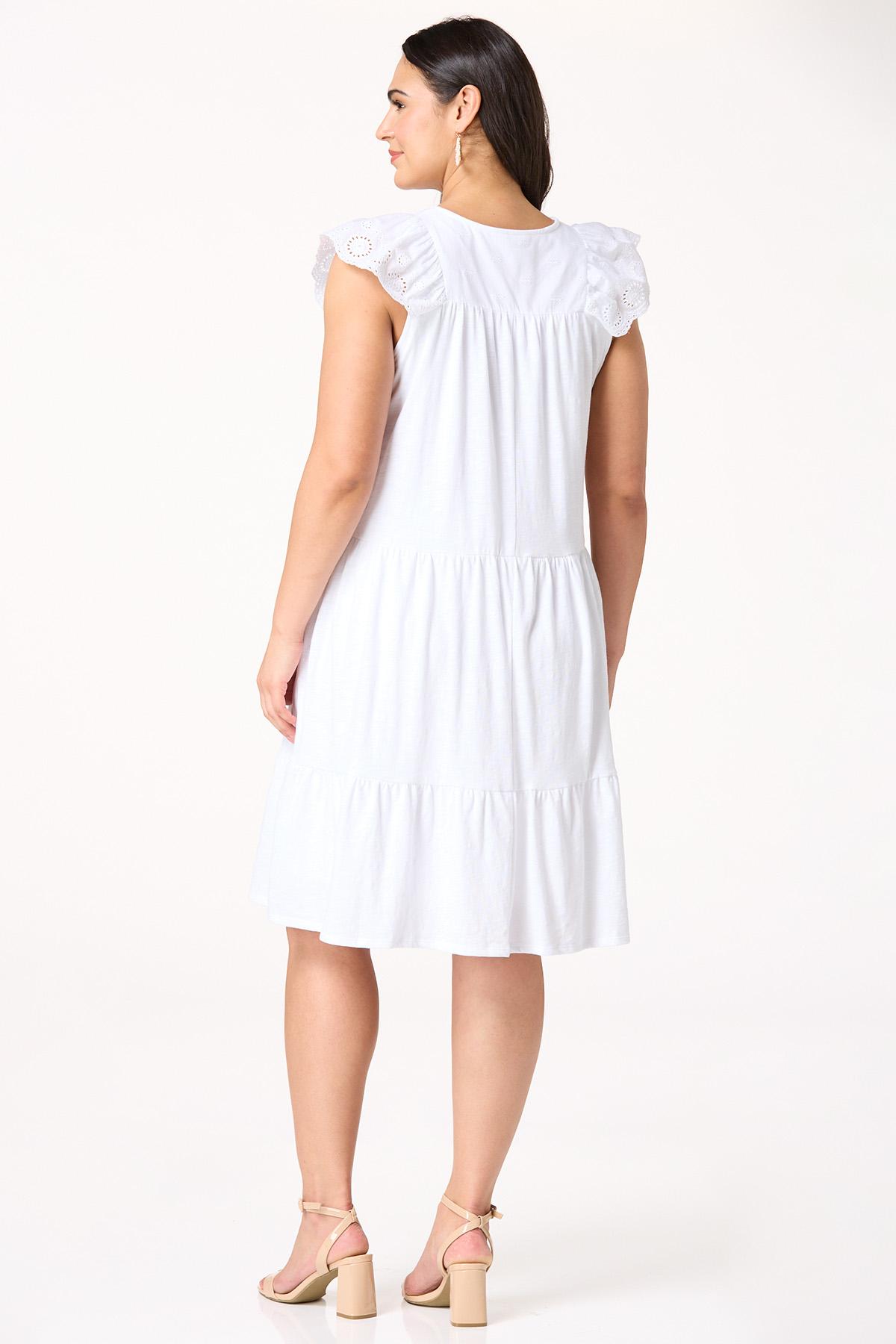 Plus Size Eyelet Flutter Sleeve Swing Dress
