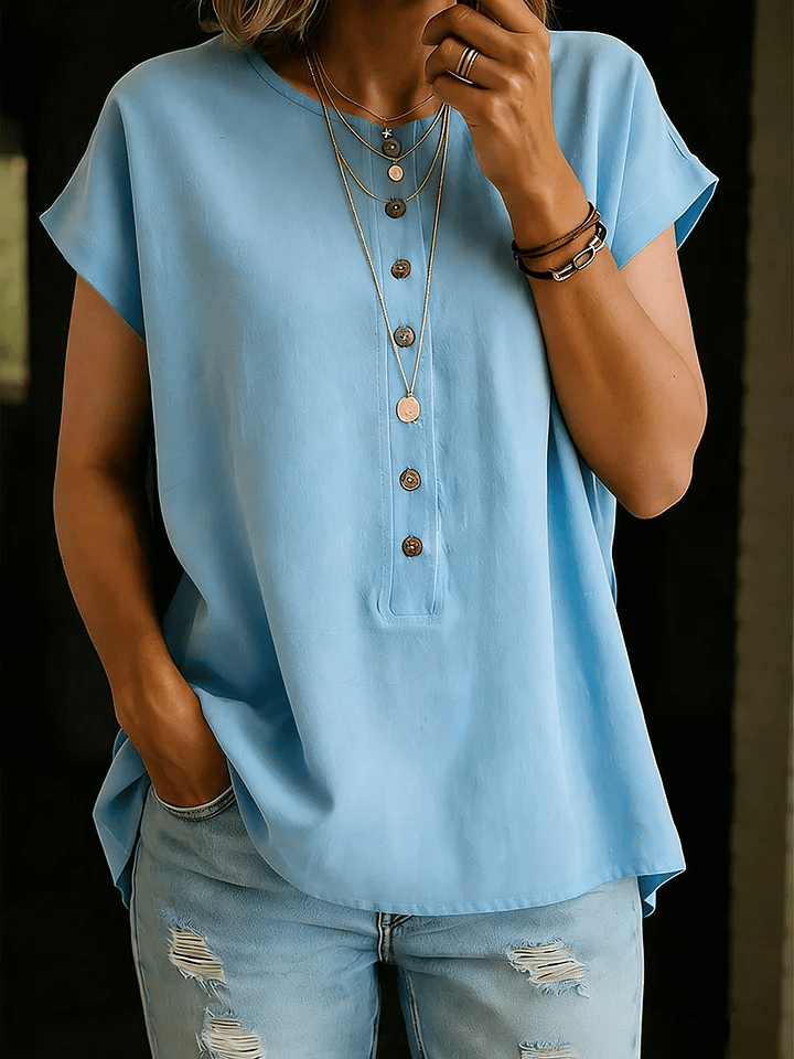 Women's Retro Solid Color Casual Shirt- Fast Shipping