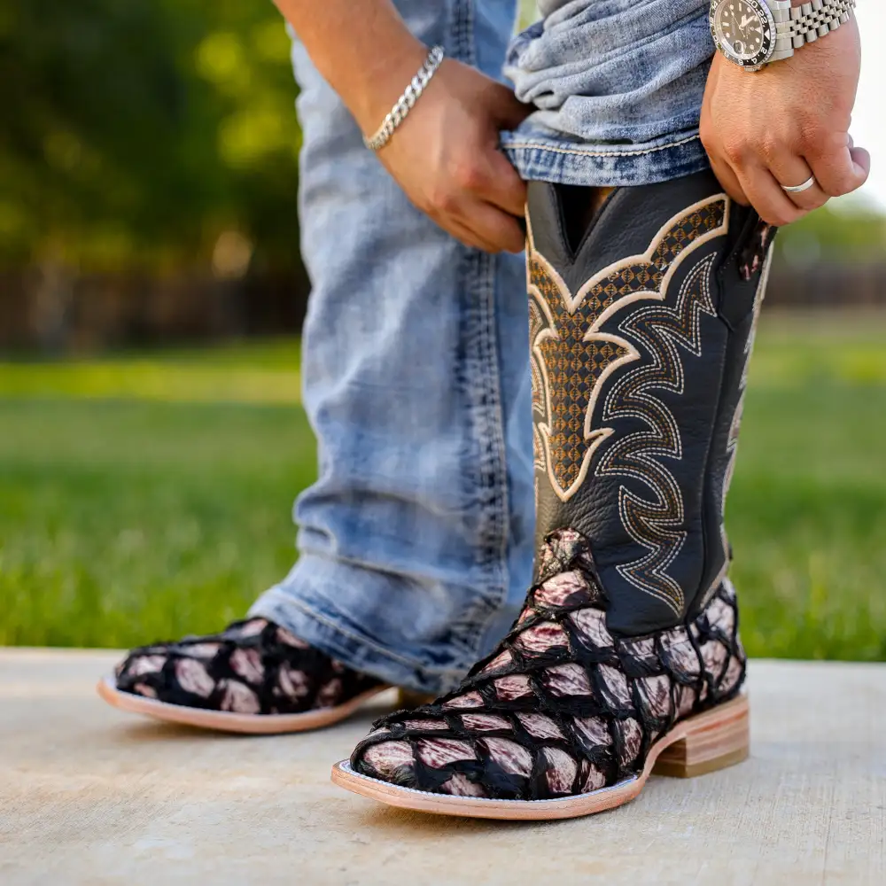 Orix Jumbo Pirarucu Leather Boots - Square Toe