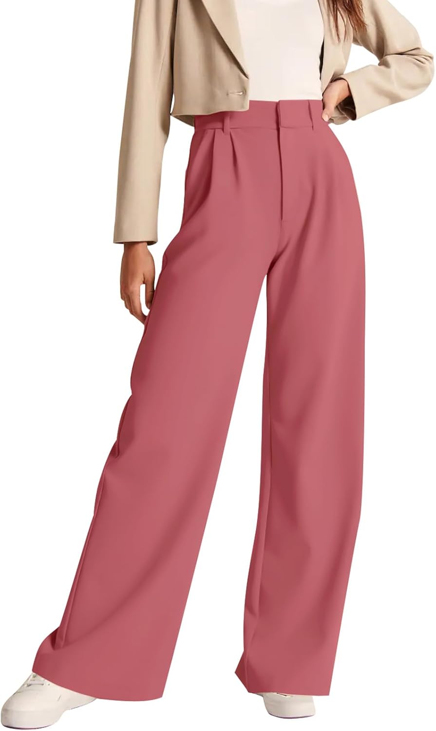 High-Waisted Work Pants for Women – Business Casual Office Trousers with Pockets