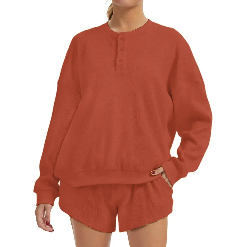 Women's Oversized Waffle Knit Lounge Set