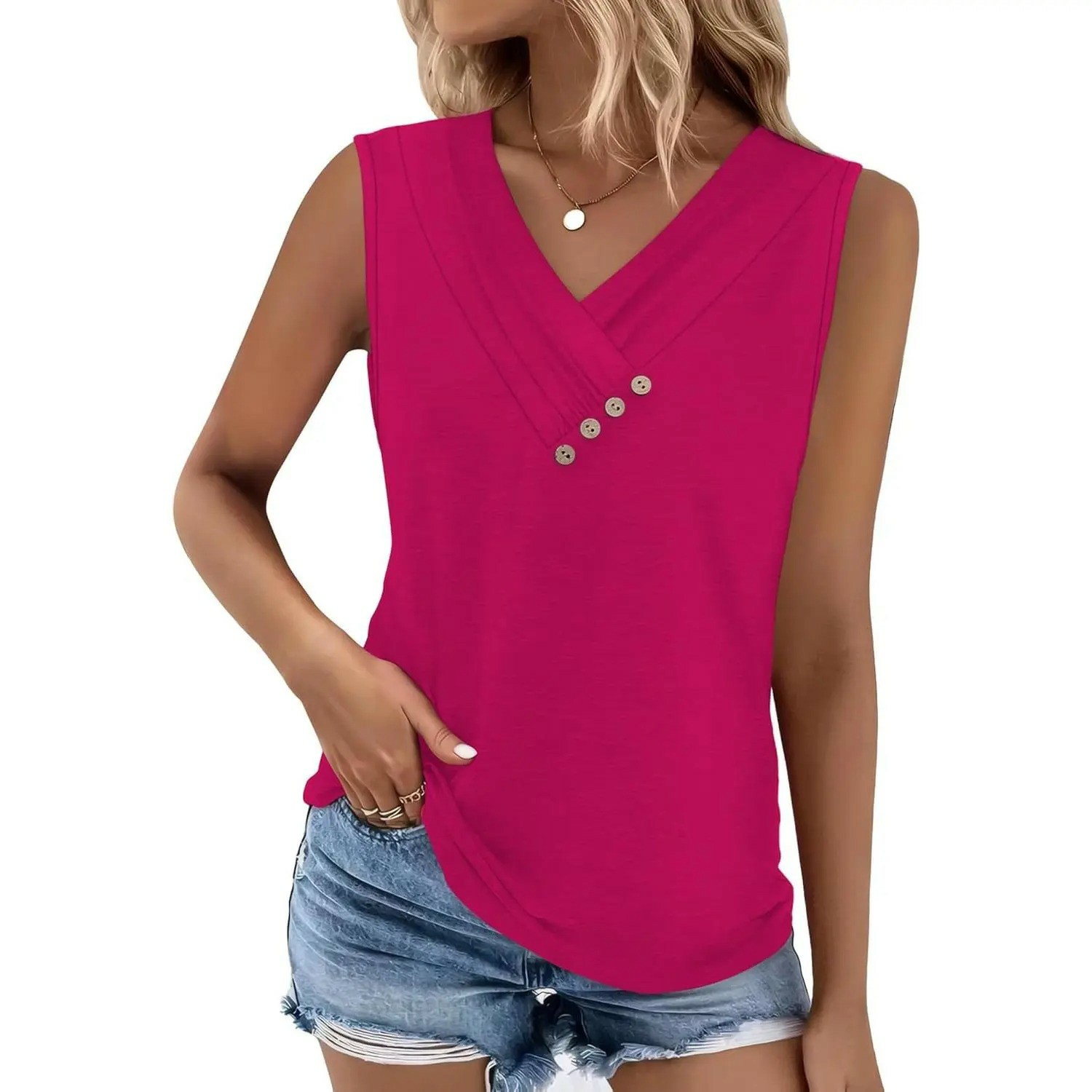 ✨✨Women’s V-Neck Button Front Tank Top