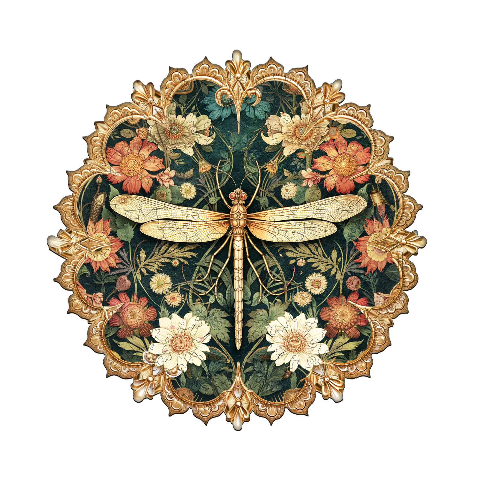 William Morris dragonfly Wooden Jigsaw Puzzle