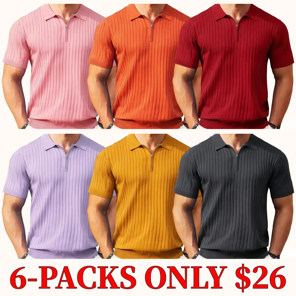 New York Fashion Week Men's Zip-Up Short-Sleeve Polo Shirt